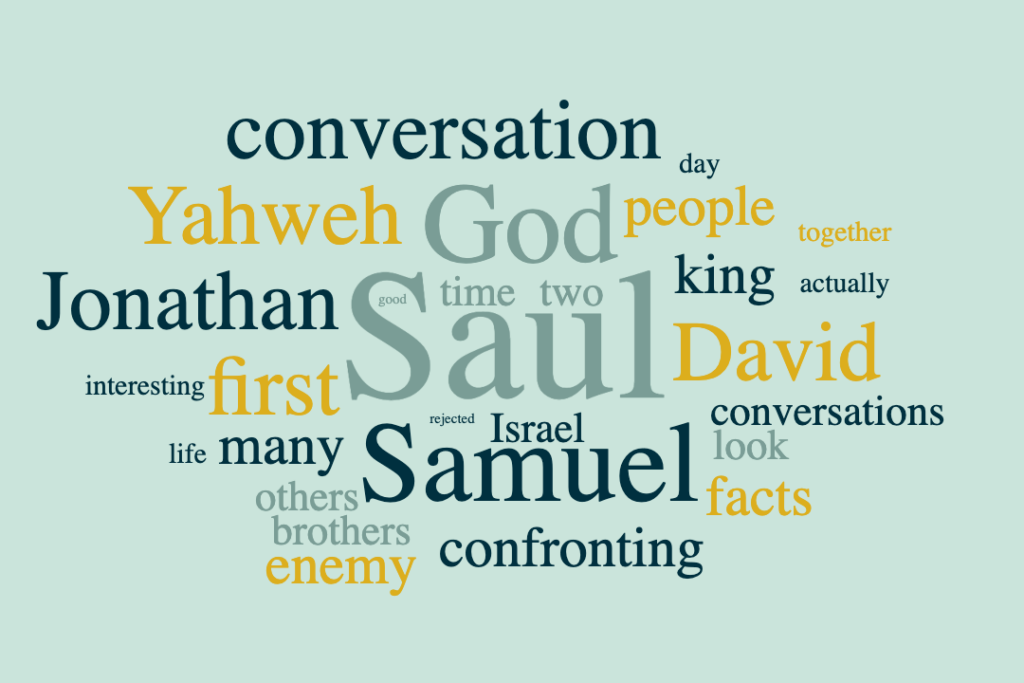 Biblical scene of Saul confronting Jonathan